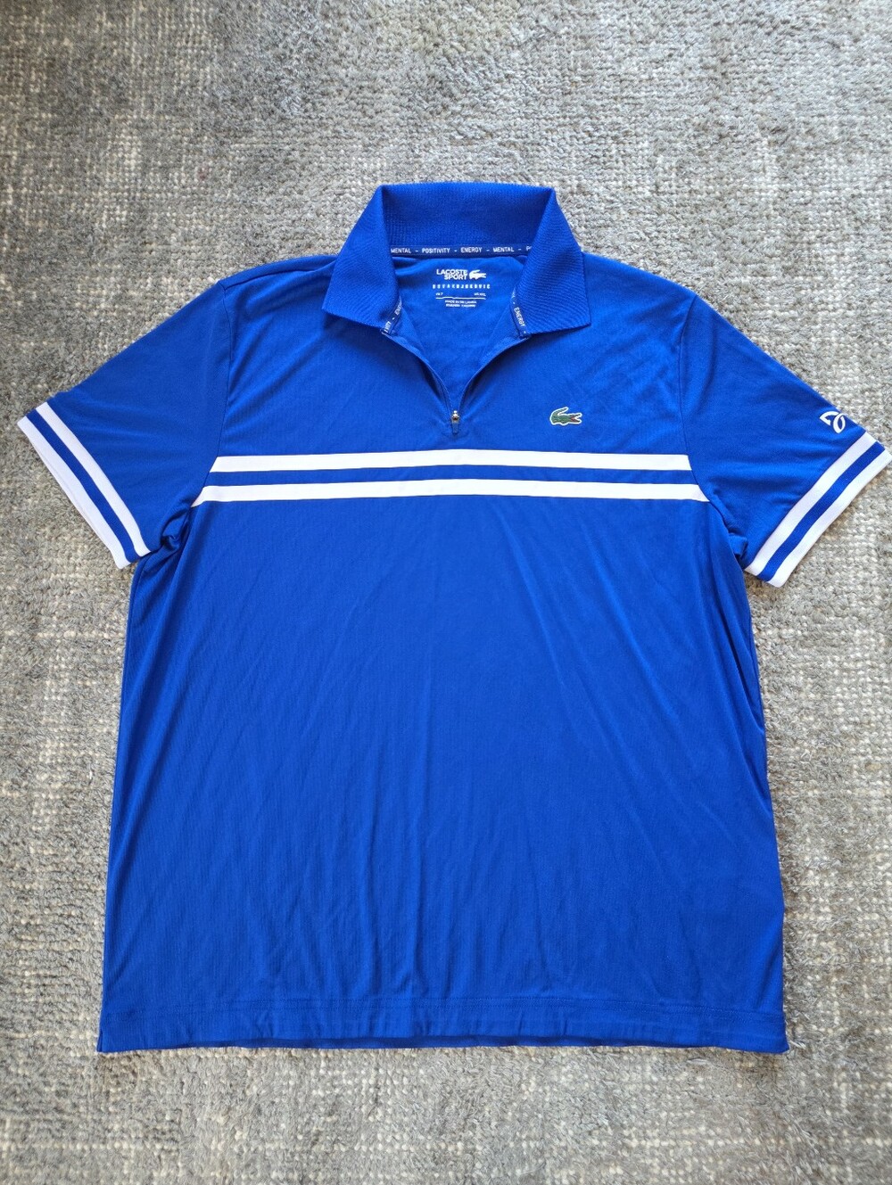 Lacoste Sport Novak Djokovic Polo Mens 7 XXL Blue Tennis Ultra Dry Quarter Zip